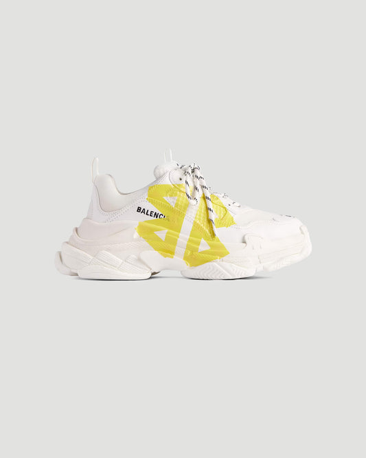 Triple S Tape Type Sneaker in White And Yellow