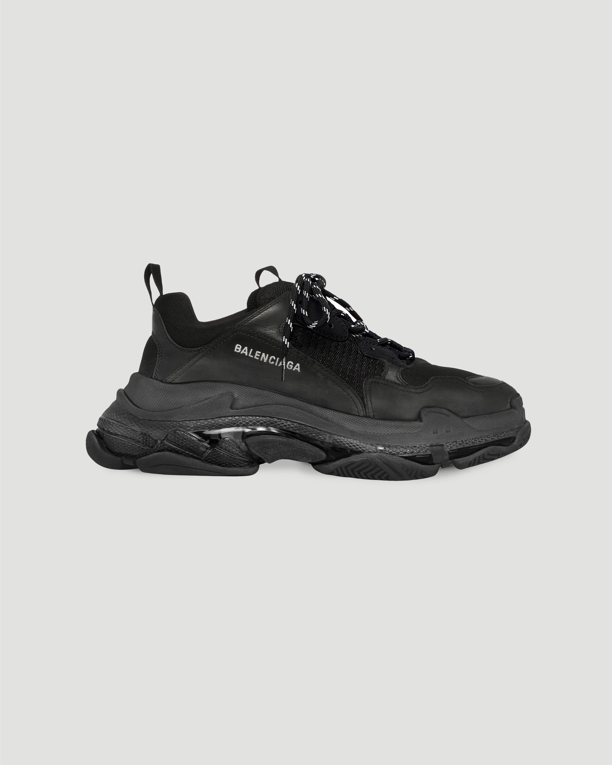 Balenciaga TRIPLE S CLEARSOLE IN BLACK — front view