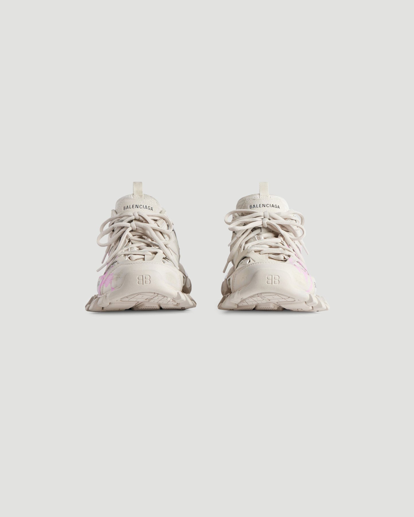 Track Signature Sneaker in Beige/pink