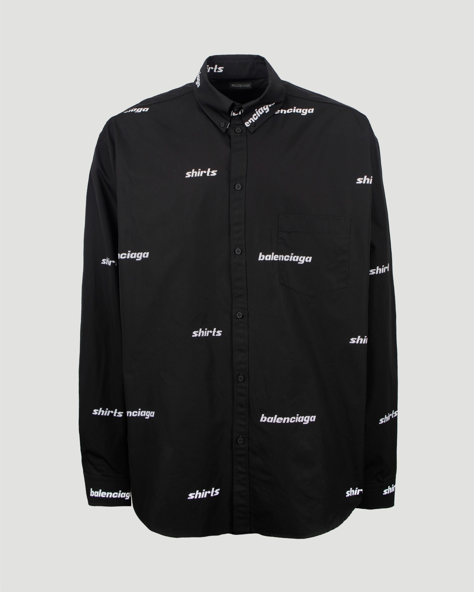 Balenciaga ALL-OVER LOGO SHIRT IN BLACK — front view