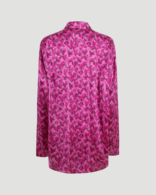 All-over Eiffel Tower Logo Silk Shirt