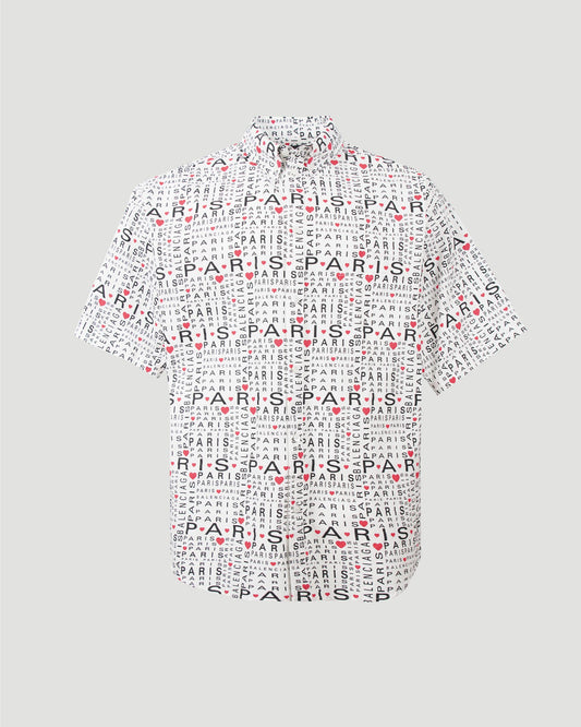 All-Over Lettering Logo Shirt in White