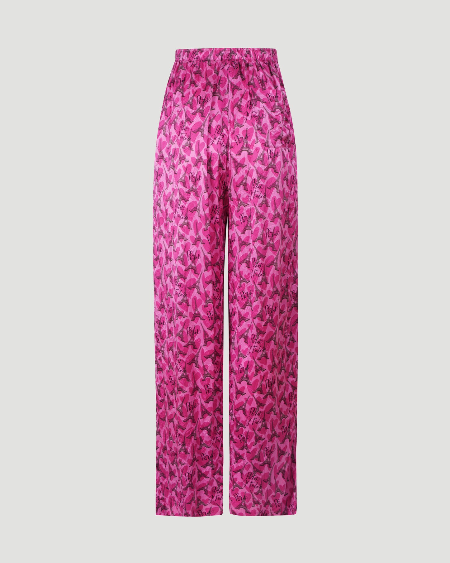 All-over Eiffel Tower Logo Silk Pants