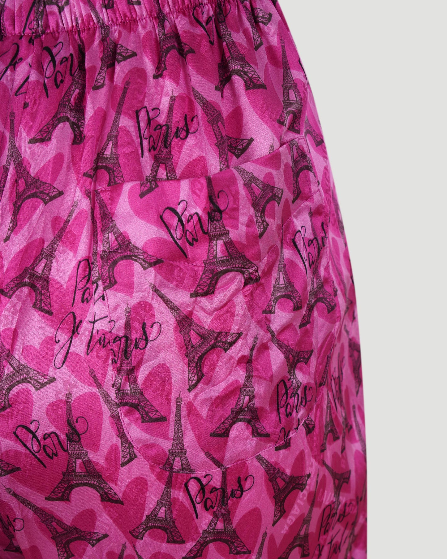 All-over Eiffel Tower Logo Silk Pants