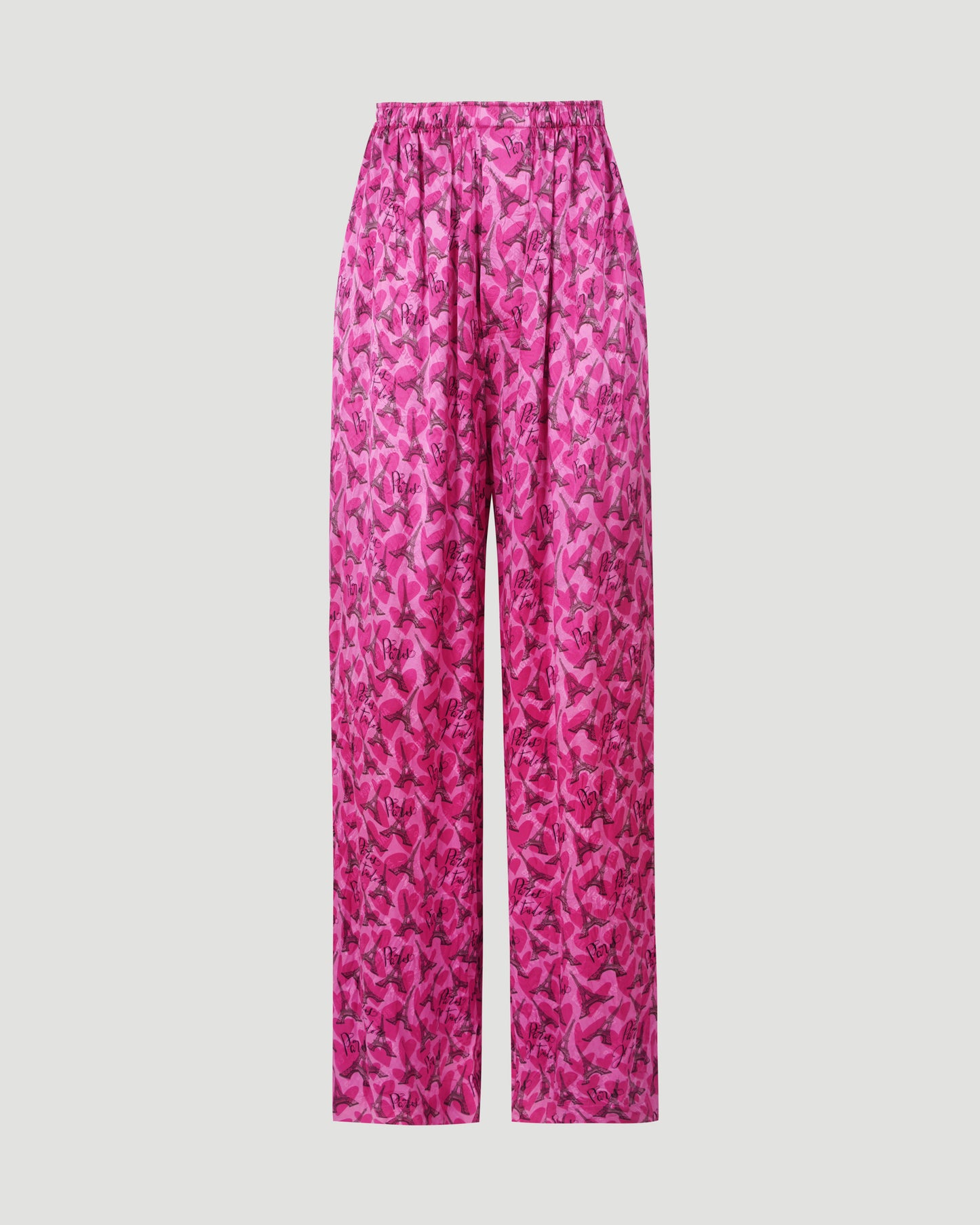 All-over Eiffel Tower Logo Silk Pants