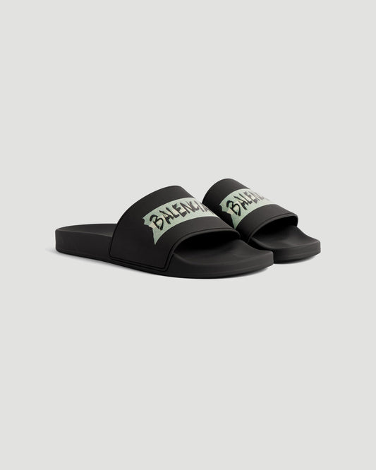 Pool Slide Sandal in Black/white