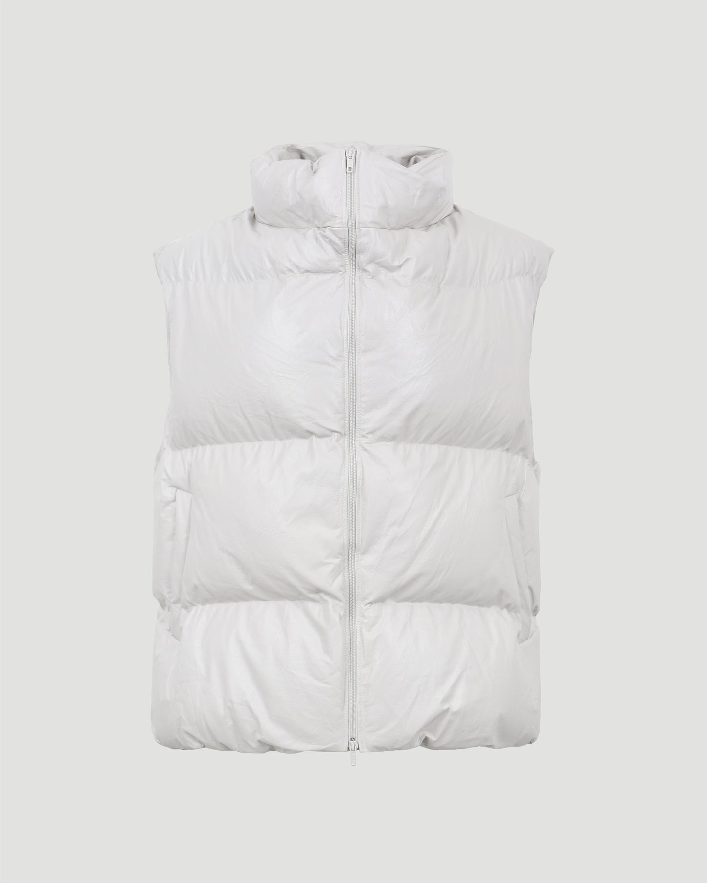 LEATHER GILET IN CEMENT