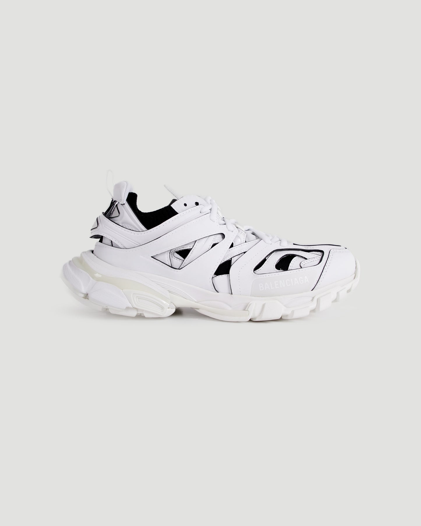 TRACK SOCK SNEAKER IN WHITE AND BLACK