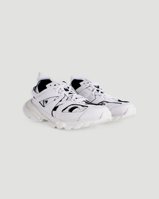 TRACK SOCK SNEAKER IN WHITE AND BLACK
