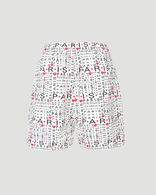 All-Over Lettering Logo Shorts in White