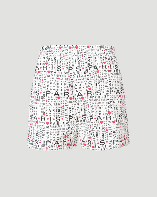 All-Over Lettering Logo Shorts in White