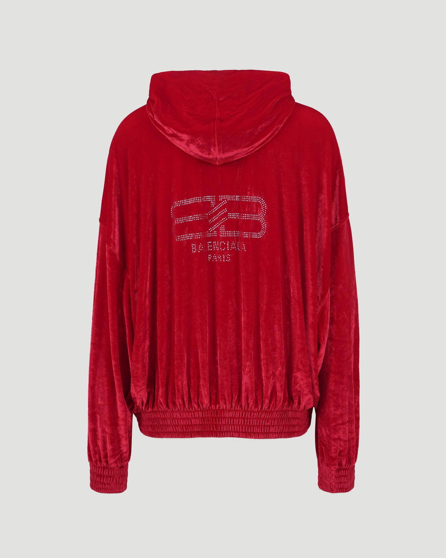 VELOUR ZIP-UP HOODIE IN RED