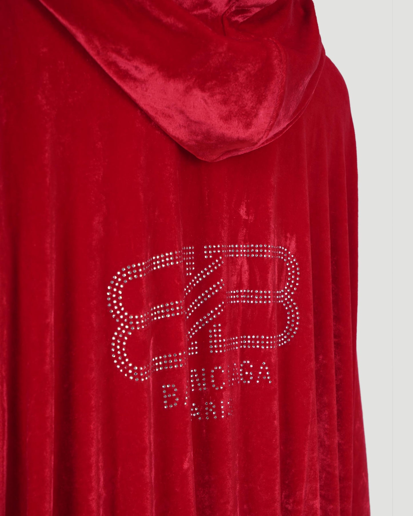 VELOUR ZIP-UP HOODIE IN RED