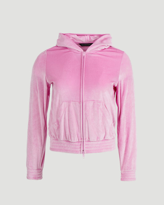 BB PARIS STRASS ZIP-UP HOODIE FITTED IN PINK