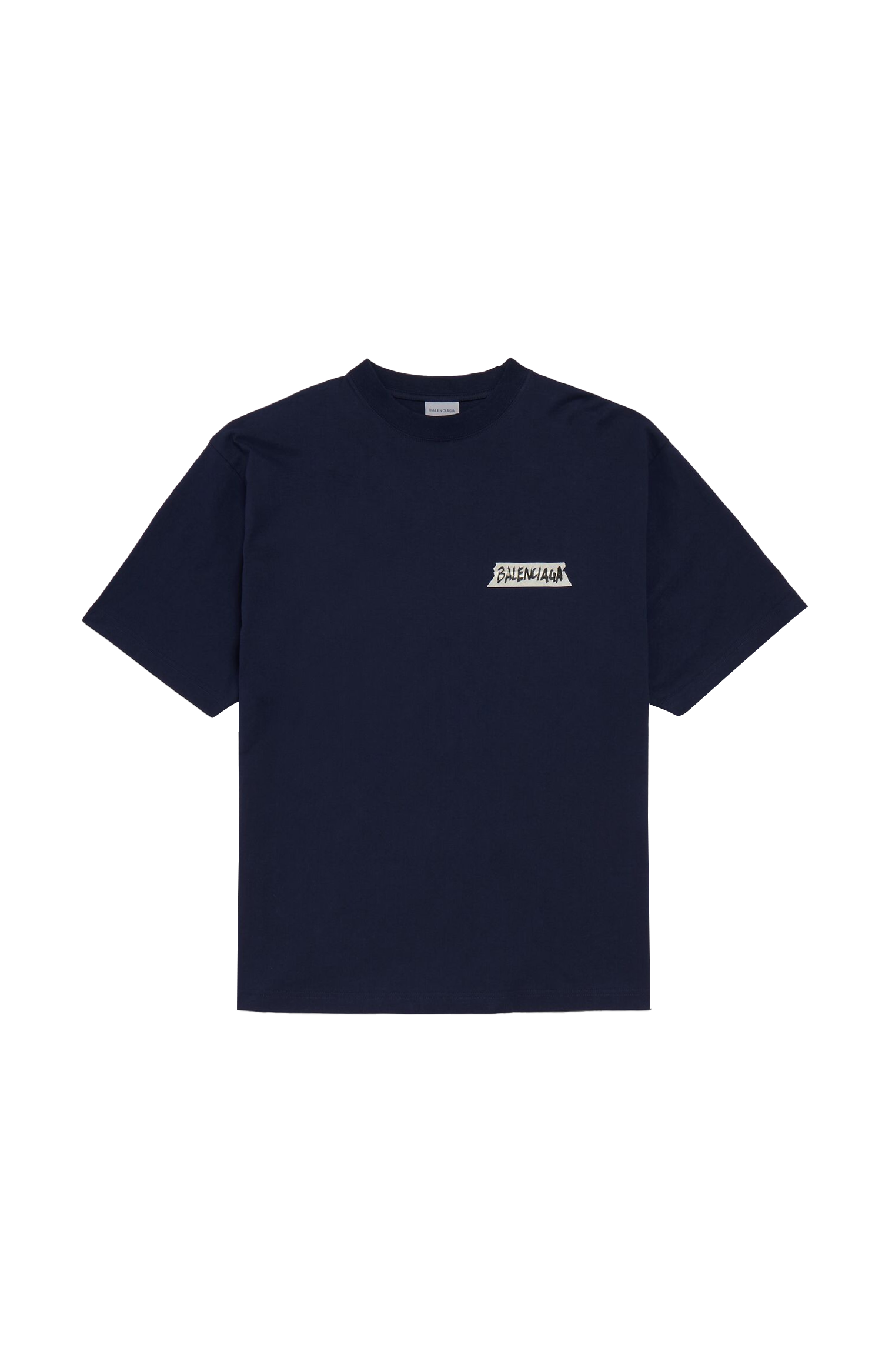 Balenciaga Masking Tape Medium Fit T-shirt in Navy — front view