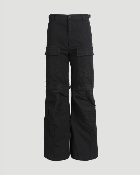 FLARED CARGO PANTS IN BLACK