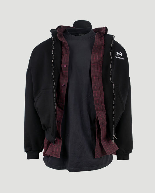 Balenciaga Unity Sports Icon Layered Hoodie in Black — front view