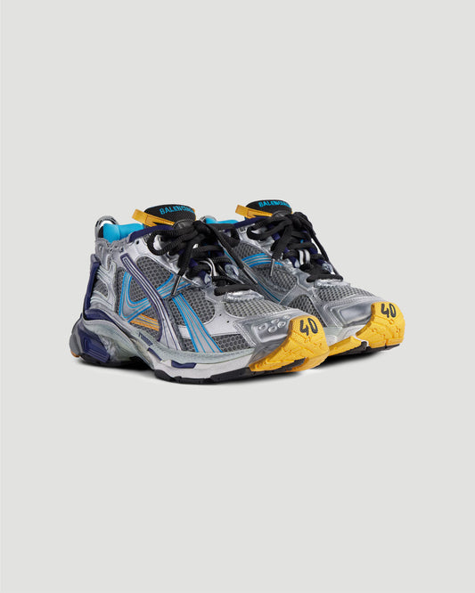 Runner Sneaker in Grey, Blue and Orange