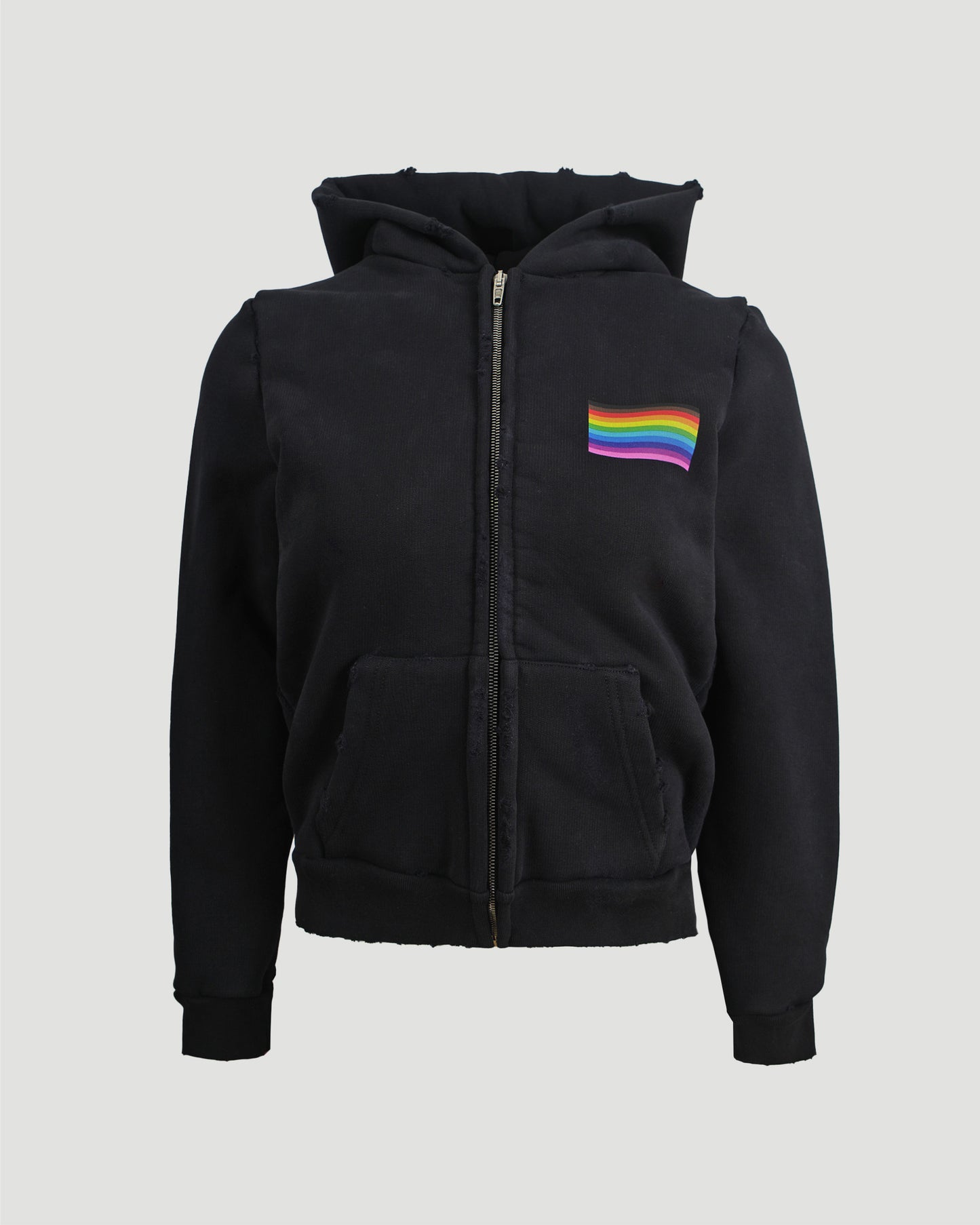 DISTRESSED HOODIE IN FADED BLACK