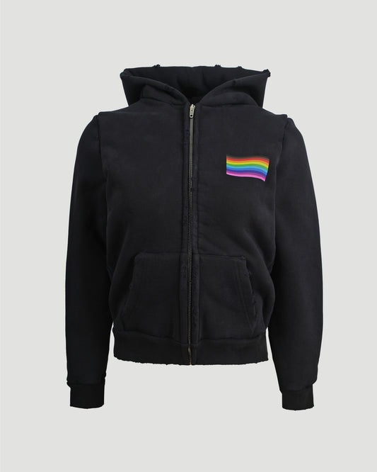 DISTRESSED HOODIE IN FADED BLACK