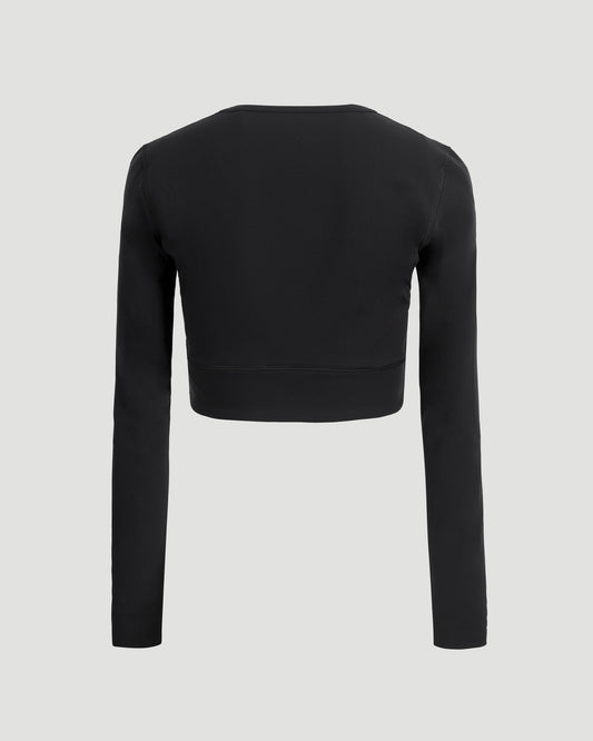 ACTIVEWEAR LONG SLEEVE SPORTS BRA IN BLACK