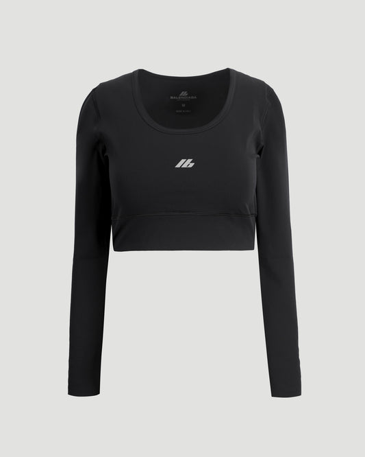 ACTIVEWEAR LONG SLEEVE SPORTS BRA IN BLACK