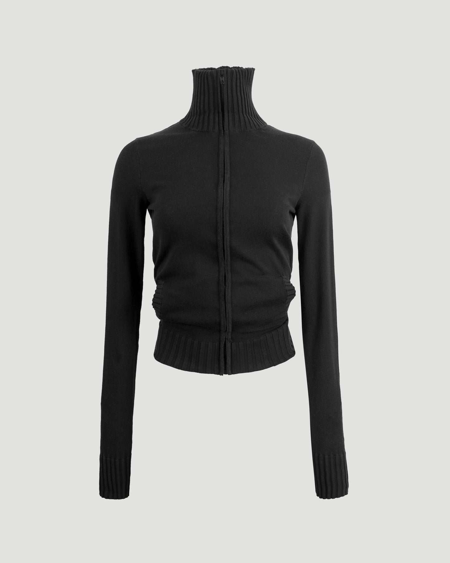 BB PARIS ICON KNOTTED FITTED ZIP-UP JACKET IN BLACK