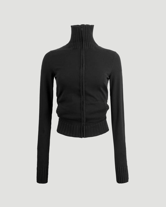BB PARIS ICON KNOTTED FITTED ZIP-UP JACKET IN BLACK