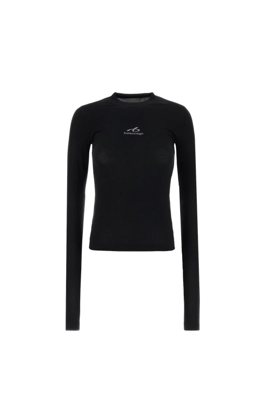 Balenciaga Stretch Cotton T-Shirt in Black — front view
