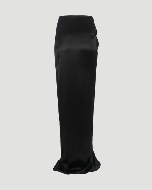 Satin Wrap Skirt in Black