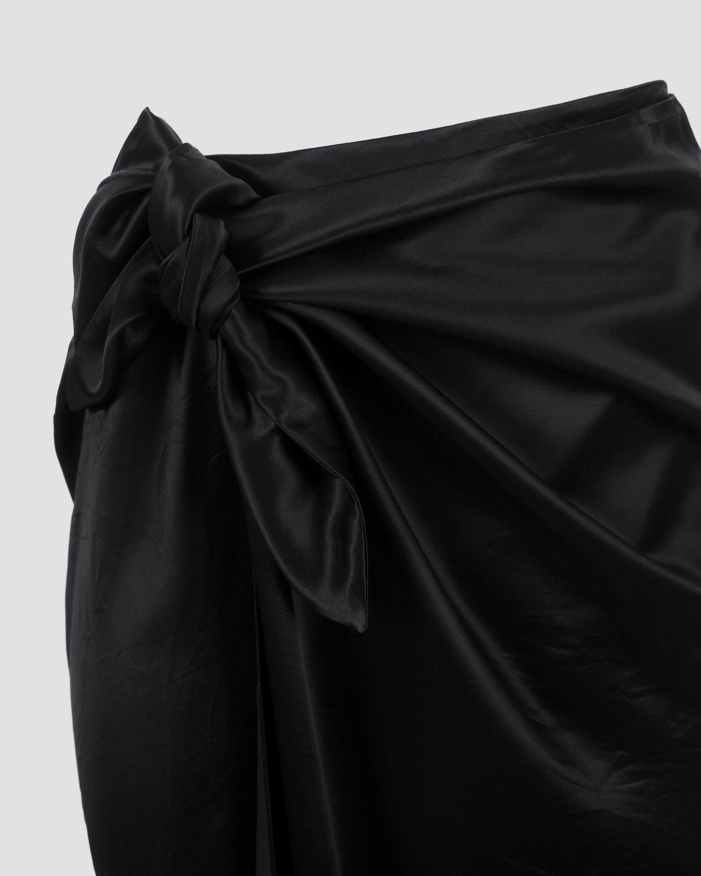 Satin Wrap Skirt in Black
