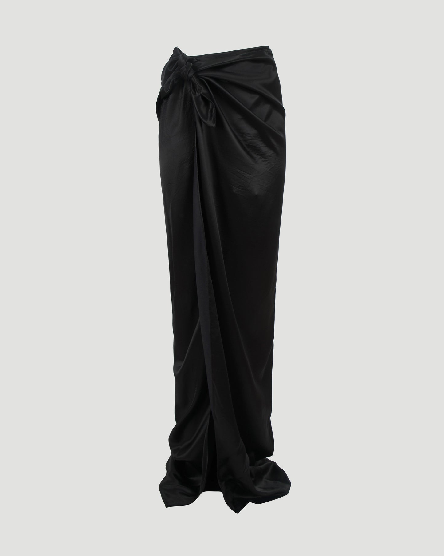 Satin Wrap Skirt in Black