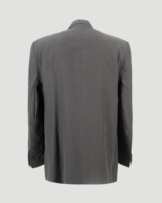 Grey Blazer With Pinstripe Pattern
