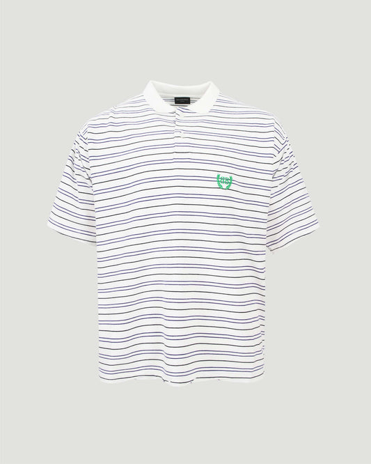 Striped polo shirt in white