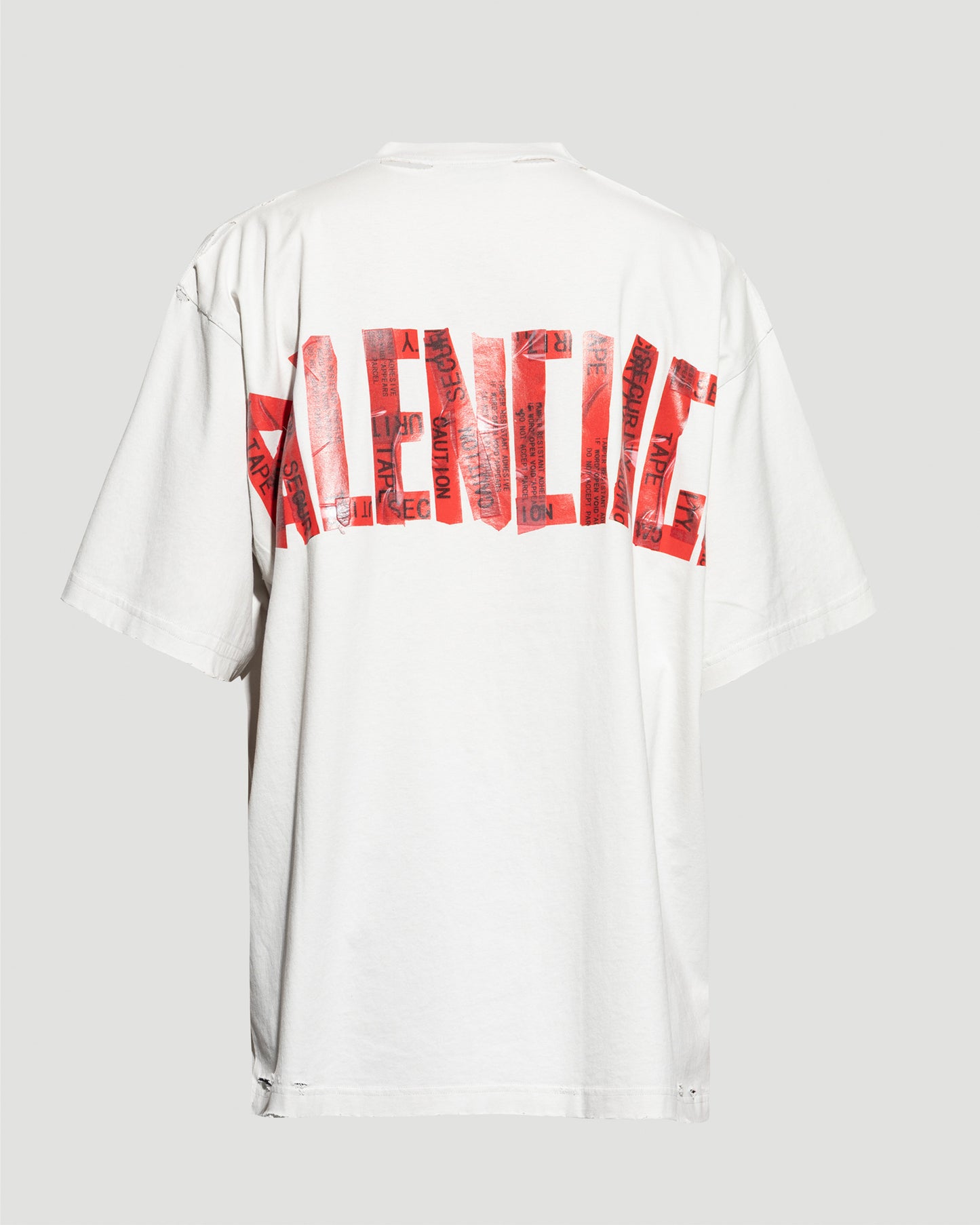 Security Tape Logo Oversized T-shirt in White And Red