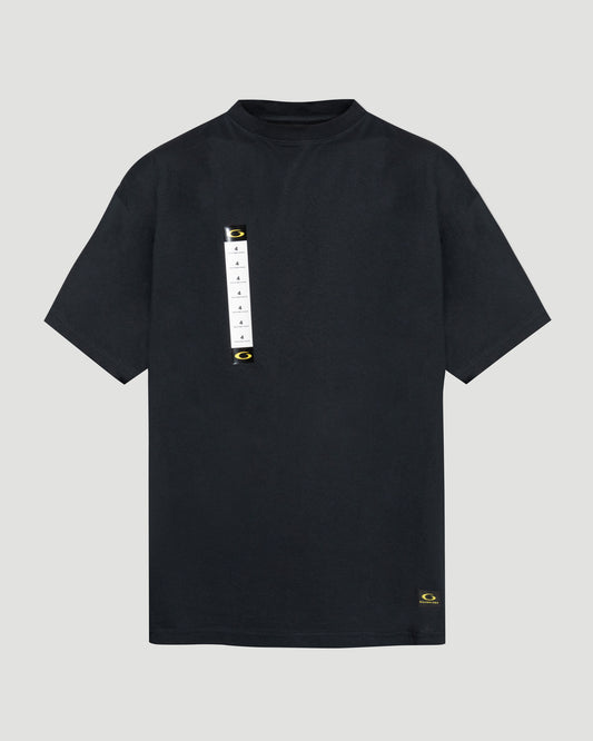 Printed Label Oversized T-Shirt in Black Faded