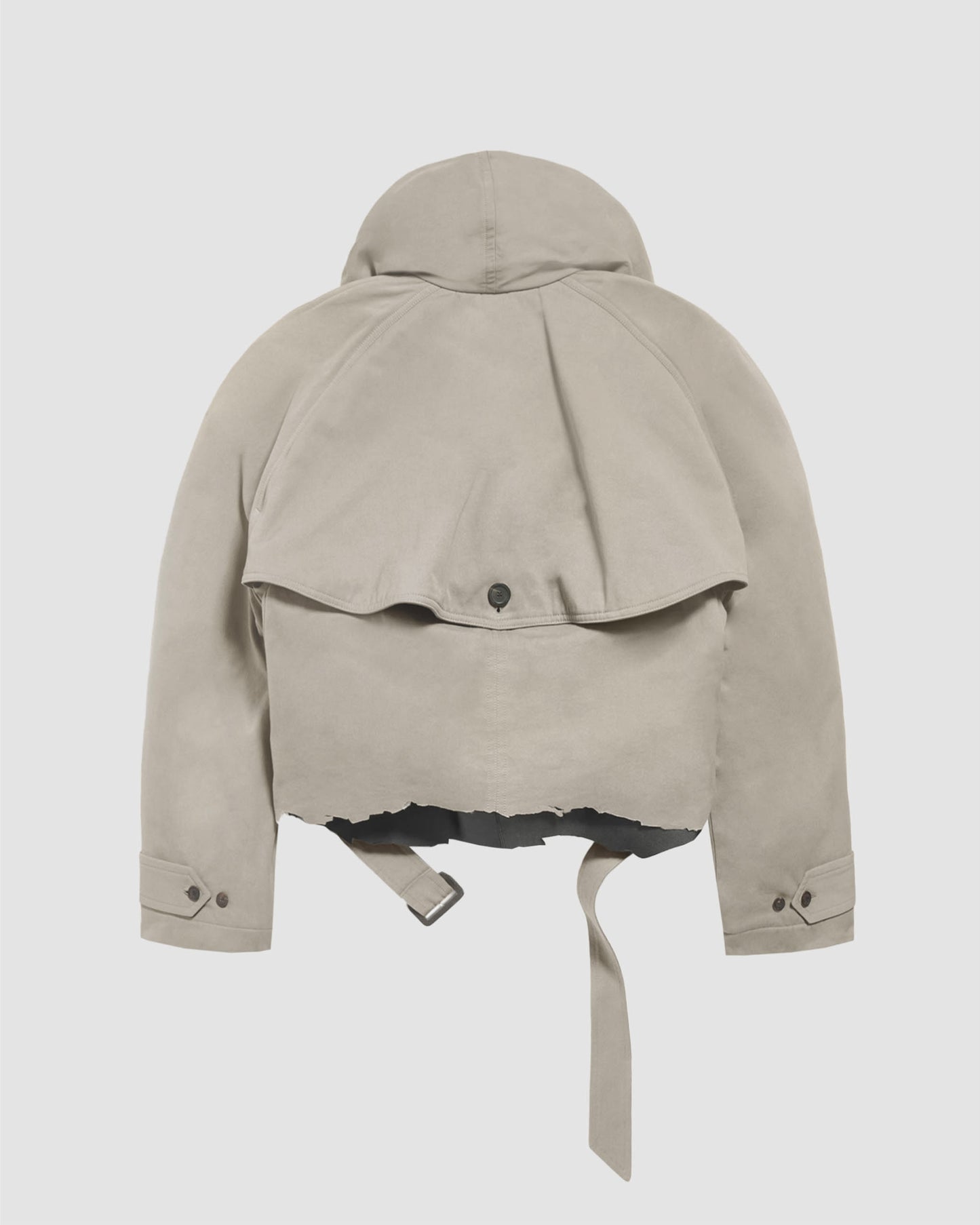 Flipped Hooded Trench in Dark Beige
