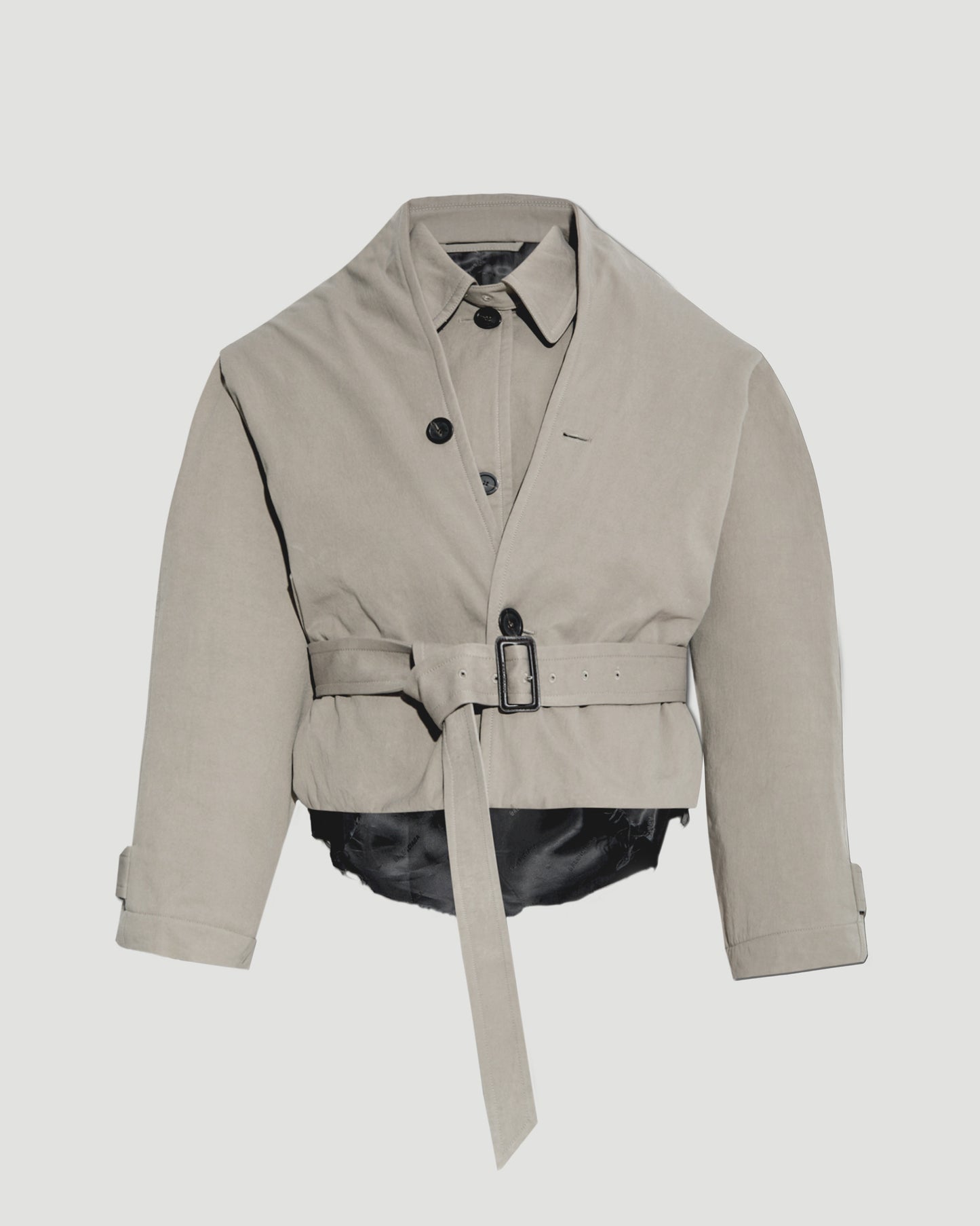 Flipped Hooded Trench in Dark Beige