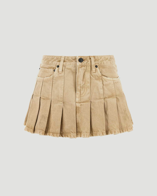 Denim Mini Skirt in Beige