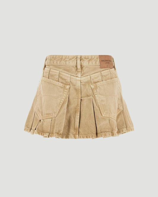 Denim Mini Skirt in Beige