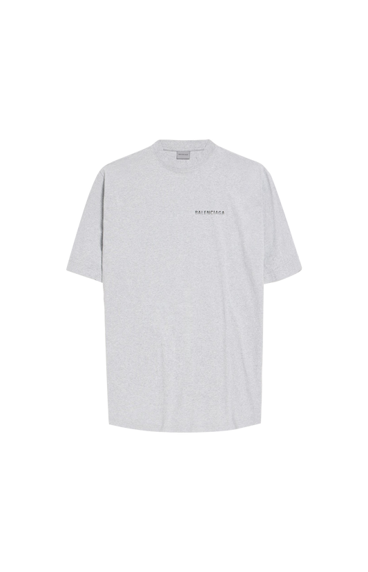 Balenciaga Logo Back Gradient Oversized T-Shirt in Light Heather Grey — front view