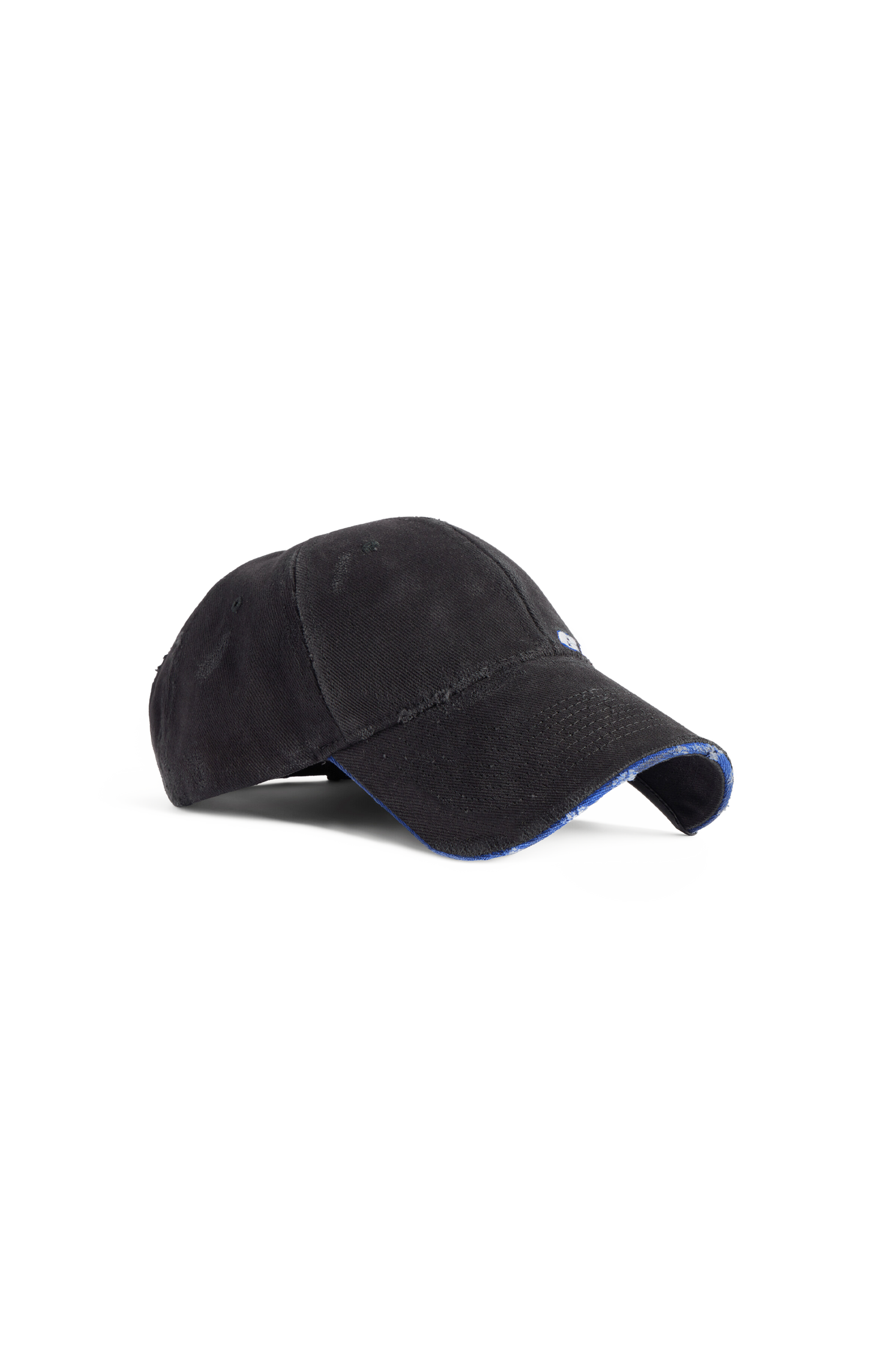 Tilted Typo Cap in Black Cotton Drill