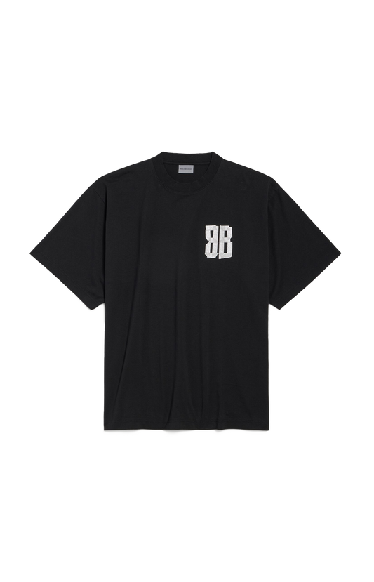 Balenciaga Glitter Tape Type Large Fit T-shirt in Black — front view