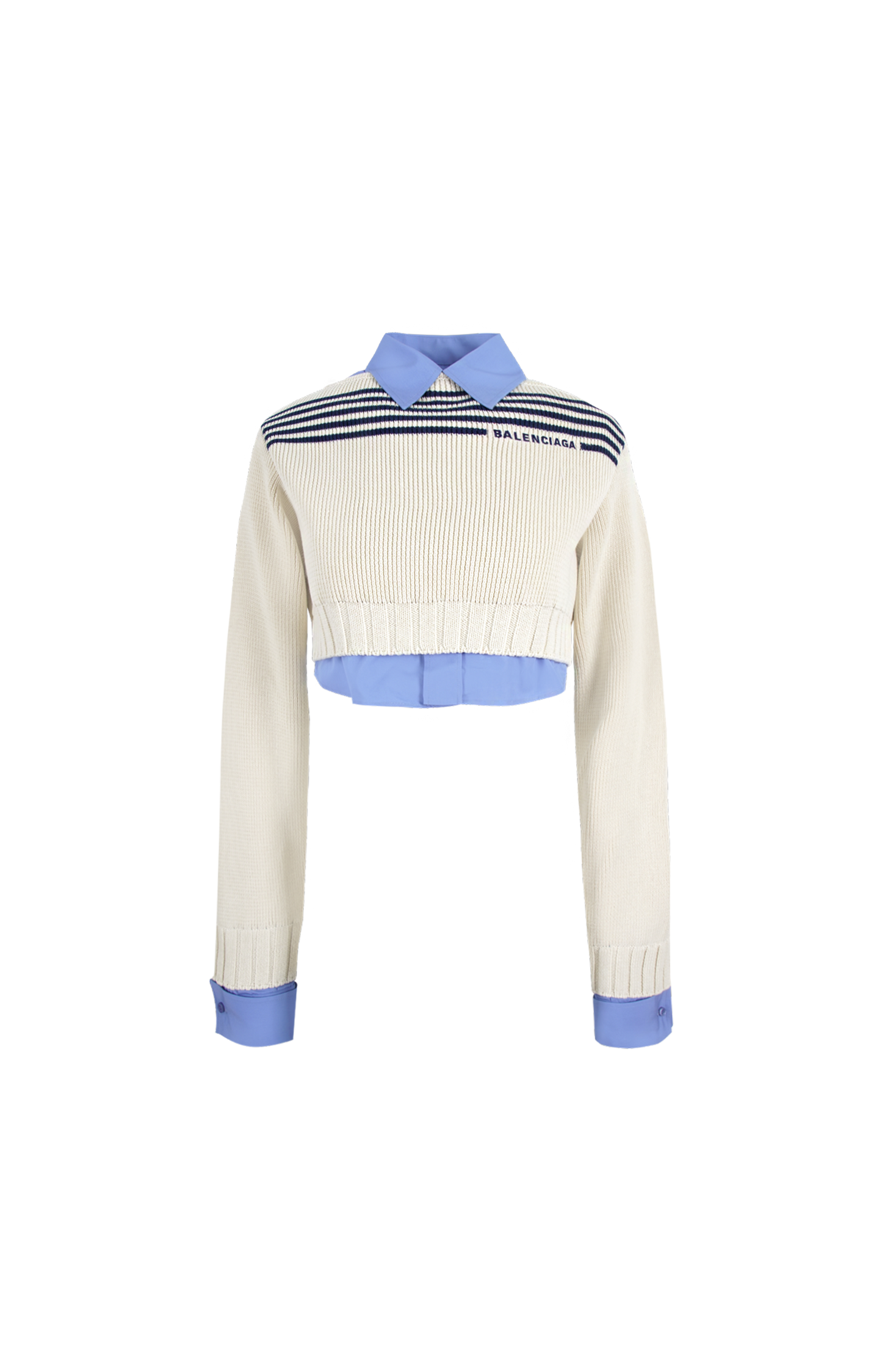 Hybrid Jumper in navy and white striped knit