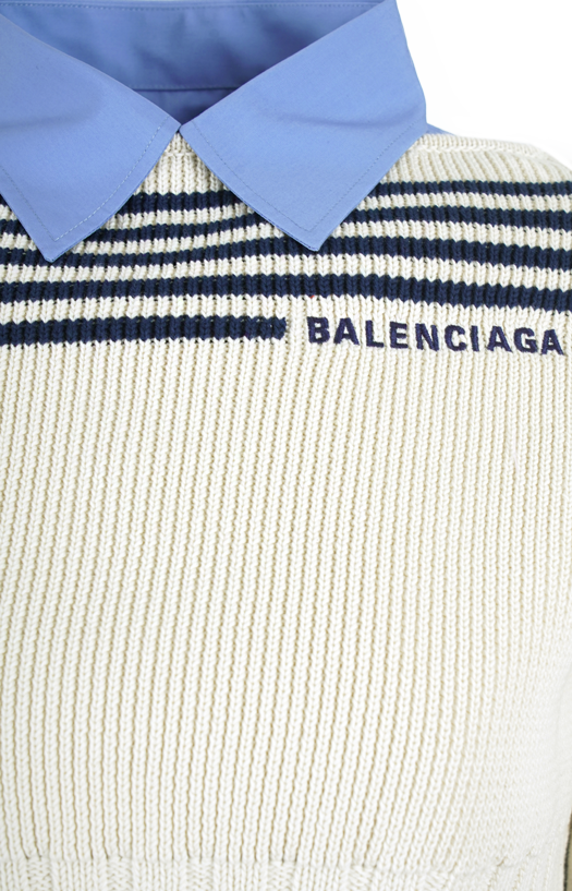 Hybrid Jumper in navy and white striped knit
