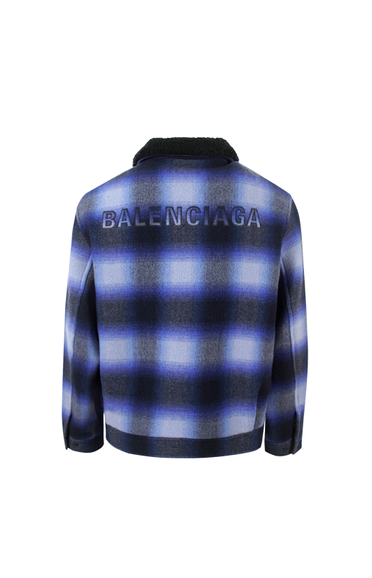 Flannel Bomber Jacket in Blue-Black