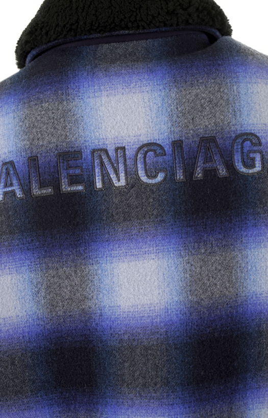 Flannel Bomber Jacket in Blue-Black