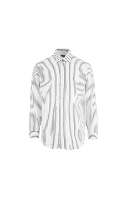 Balenciaga Striped Cotton Shirt in White — front view