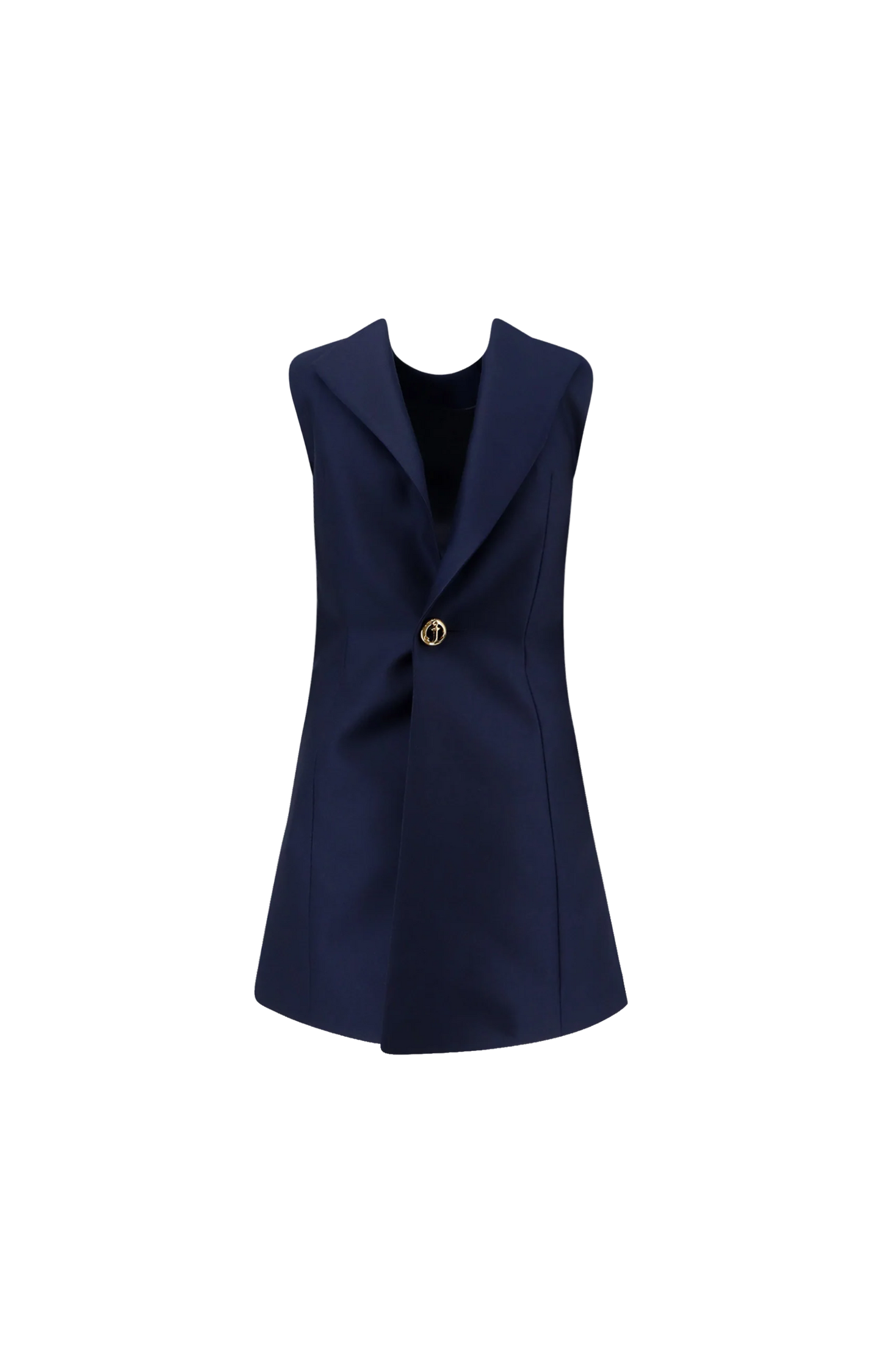 Sleeveless Wool Dress in Navy