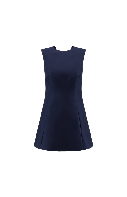 Sleeveless Wool Dress in Navy